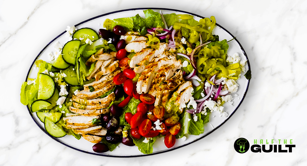 Greek Chicken Salad with Feta and Fresh Vegetables