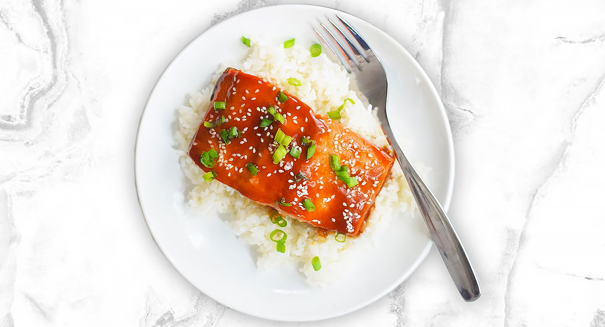 Salmon Teriyaki - Glazed salmon fillet on a plate