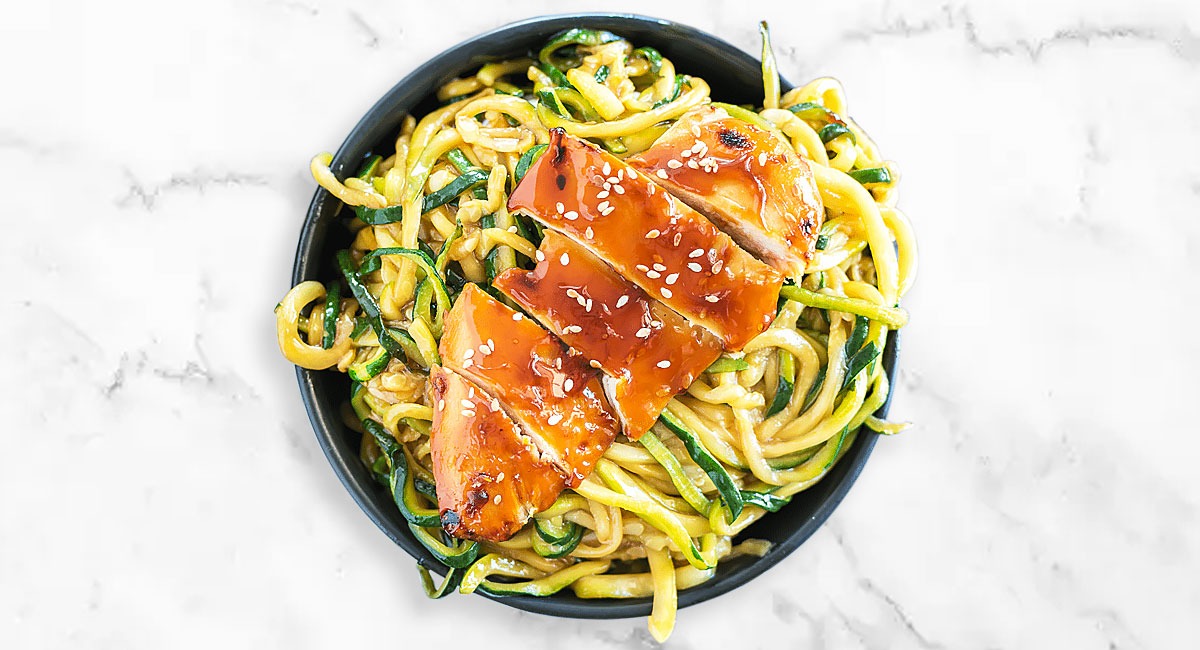 Zucchini Noodles with Teriyaki Chicken